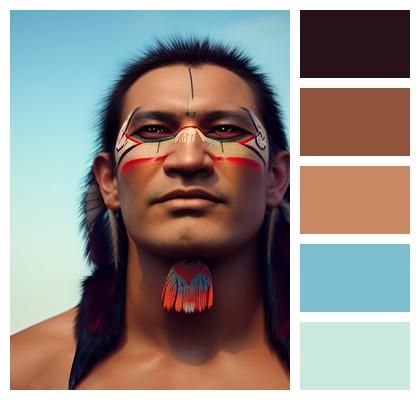 Warrior American Indian Portrait Image